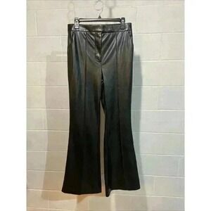 Generation Love Women's Vegan Leather Flare Pants 10 Black Front Seam‎ High Rise
